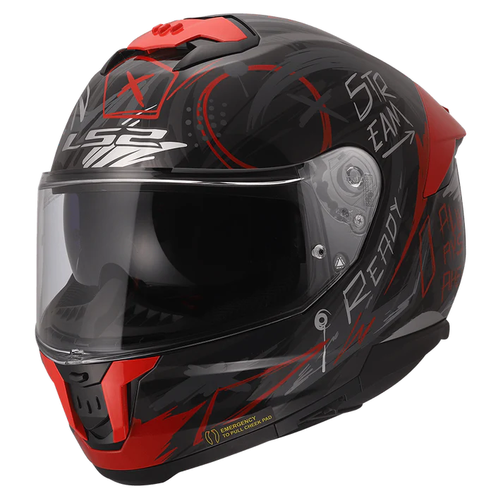 LS2 FF320 STREAM II SCRATCHES BLACK RED