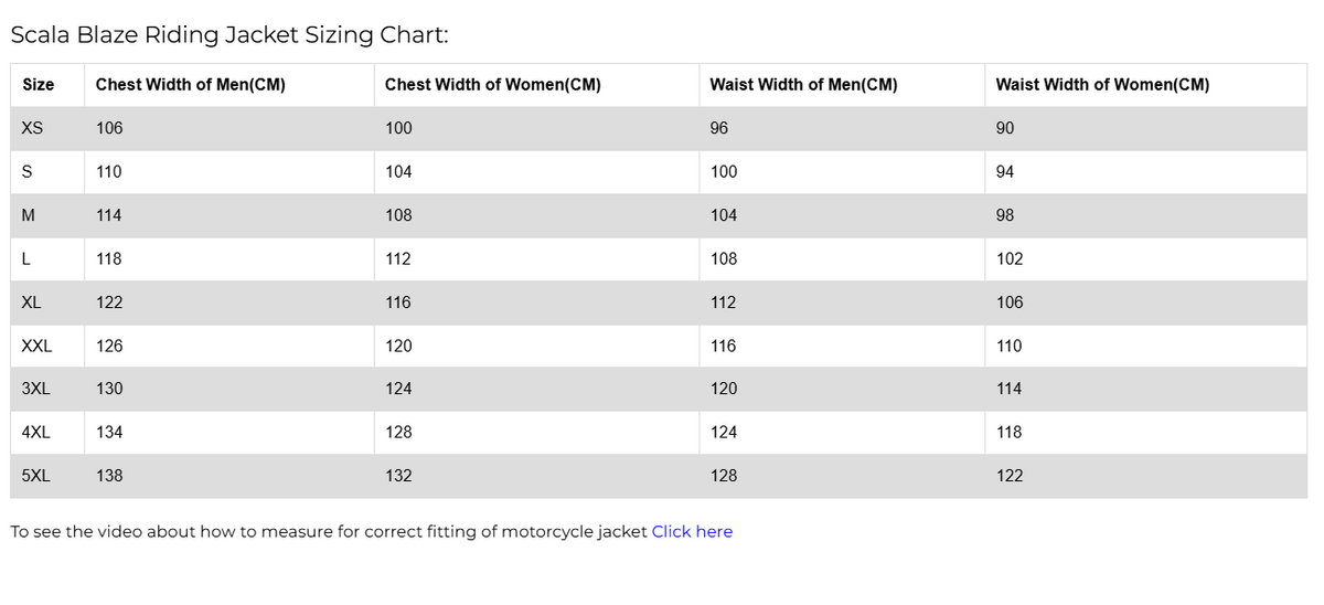 Size Chart